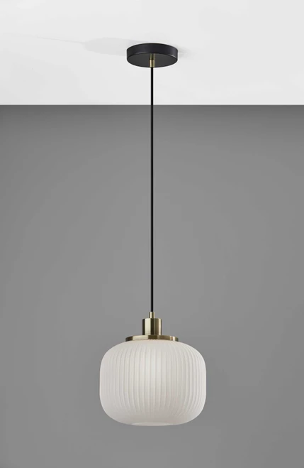 Striped Glass Glow Metal Pendant