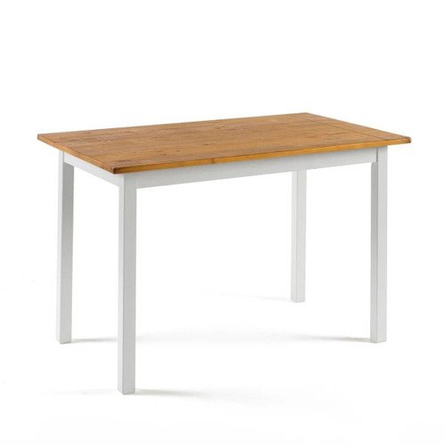45 x 28 inch Solid Pine Wood Farmhouse Dining Table with White Wooden Legs