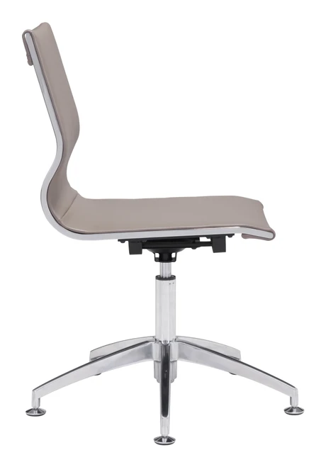 Taupe and Silver Swivel Faux Leather Conference Office Chair