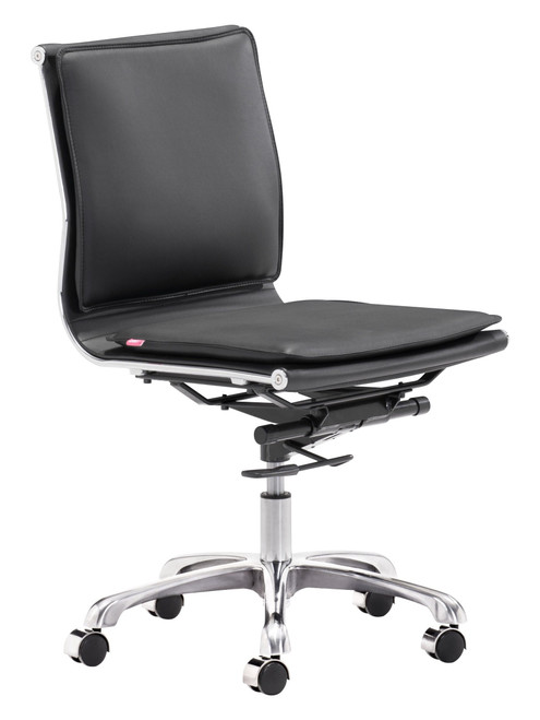 Black and Silver Adjustable Swivel Faux Leather Rolling Executive Office Chair