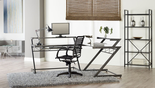 Black Adjustable Swivel Bungee Rolling Office Chair