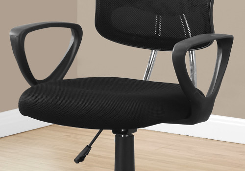 Black Polyester Seat Swivel Adjustable Task Chair Mesh Back Plastic Frame