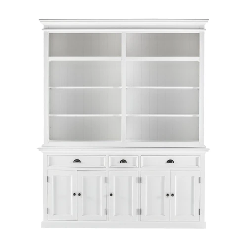 87" White Solid Wood Four Tier Bookcase