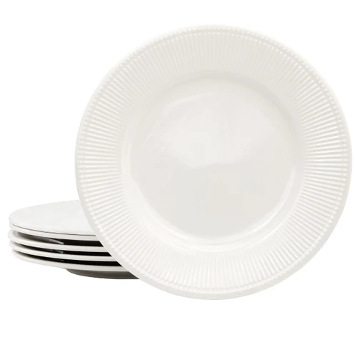 Elama Gretel 6 Piece Round Stoneware Dinner Plate Set in White
