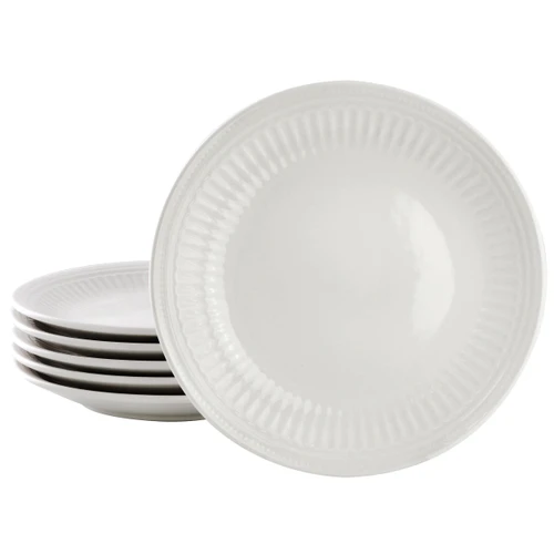 Elama Hansel 6 Piece Embossed Arch Stoneware Salad Plate Set in White