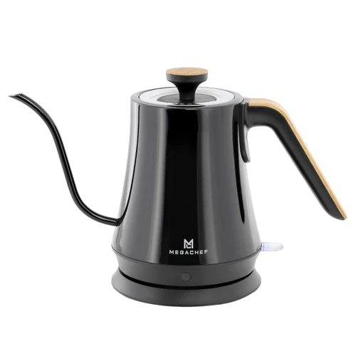 MegaChef 1 Quart Gooseneck Stainless Steel Electric Tea Kettle in Black