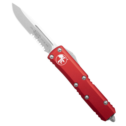 Microtech UTX-85 S/E OTF Automatic Knife Red (3.1" Stonewash Serr) 231-11RD