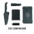 INCOG Wallet with Snake Doctor sheath compared to larger tactical knife, flashlight, smartphone case, and lighter for scale