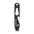 Vertical top-down view of carbon black Keychain MultiTool showing full profile with round keyring hole at top, hex wrench opening, bottle opener hook, and dual-purpose pry bar with integrated screwdriver bit retention system at bottom