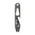 Vertical top-down view of titanium gray Keychain MultiTool showing full profile with round keyring hole at top, hex wrench opening, bottle opener hook, and dual-purpose pry bar with integrated screwdriver bit retention system at bottom