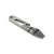 titanium Toor Knives Keychain MultiTool angled shot on white background featuring rounded keychain hole, engraved star logo, hex wrench cutout, bottle opener notch, dual black o-rings securing Phillips driver bit, and split pry bar tip