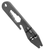 Natural Titanium Toor Knives Keychain MultiTool diagonal angle view showing reverse side with round keychain hole, large hex wrench cutout, bottle opener hook, Phillips screwdriver bit secured by dual black o-rings, and split pry bar tip against white background