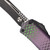 Close-up of the Microtech Hera II Mini handle showing the engraved Microtech logo, purple anodized aluminum scales, and thumb slide opener detail
