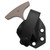 Toor Knives Thor's Hammer partially inserted into black leather Kydex belt holster with belt clip attachment and four-hole mounting system visible against white background