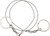 Stainless steel wire ring saw with dual metal finger ring handles and twisted cable construction displayed on white background for emergency survival cutting tool.