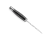Detailed pommel end view of Buck knife handle revealing polished nickel silver cap and black composite grip construction.