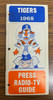 1968 Detroit Tigers Press Radio TV Media Guide