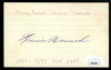 Heinie Manush Signed Autographed Index Card JSA