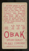 1911 T212 Obak Walt Kuhn Fair/Good (Creases)
