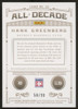2012 National Treasures Hank Greenberg 1930s All-Decade Relic /99 #33