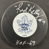 Red Kelly Signed Autographed Inscribed Puck JSA Cert