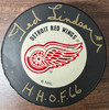 Ted Lindsay Signed Autographed Inscribed Detroit Red Wings Puck JSA