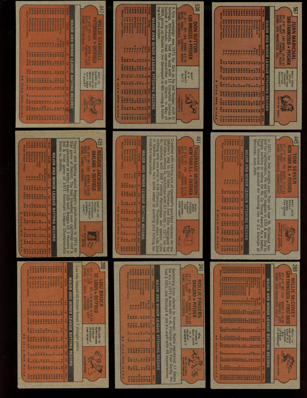 1972 Topps Baseball Complete Set 1-656 (Not Including Hi #'s) 44 PSA 7s