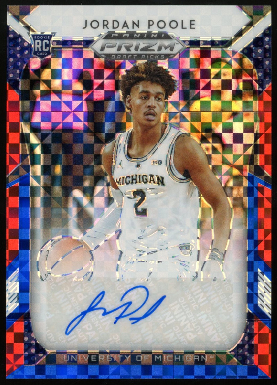 2019/20 Prizm Draft Jordan Poole Red White Blue RC Auto /99 #28