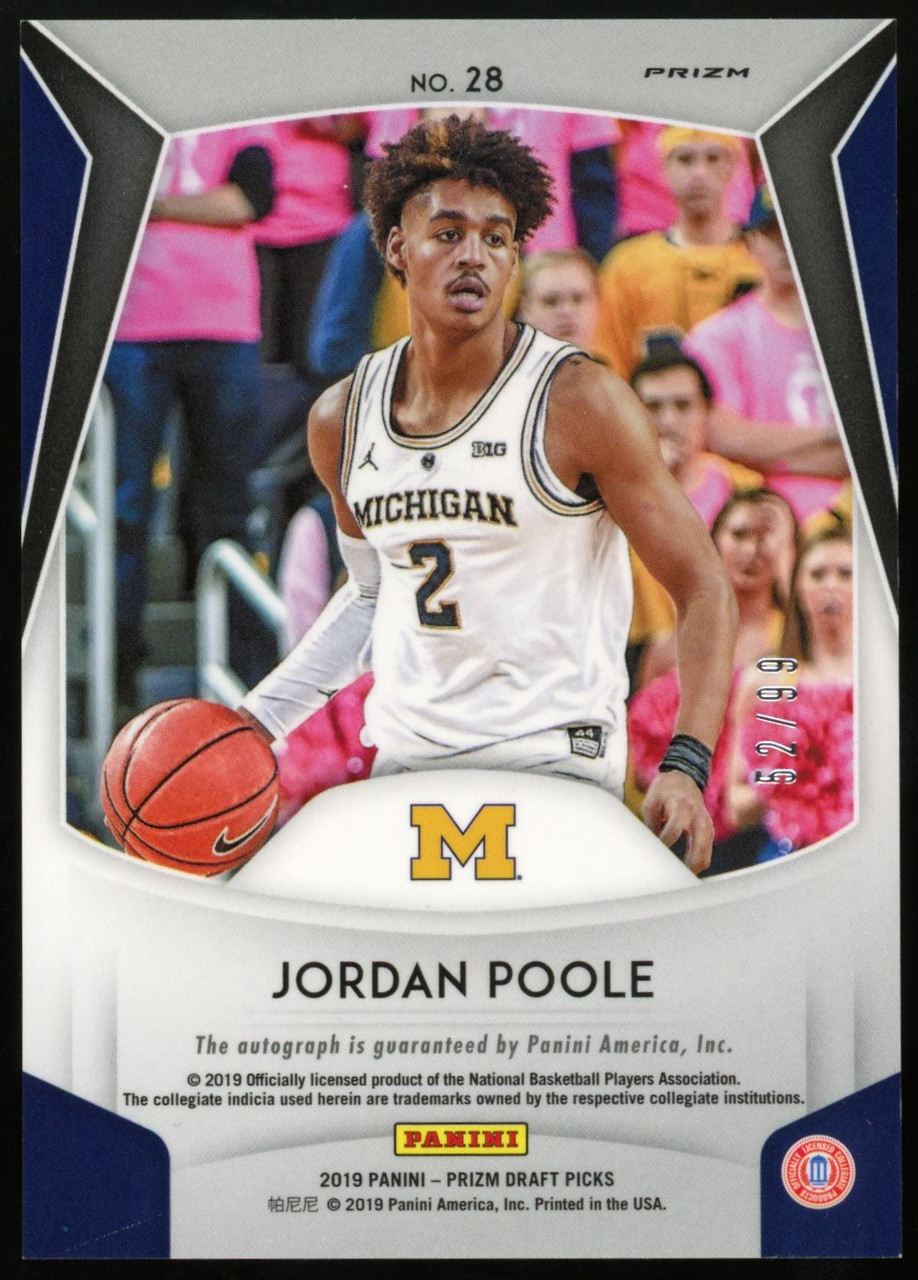 2019/20 Prizm Draft Jordan Poole Red White Blue RC Auto /99 #28