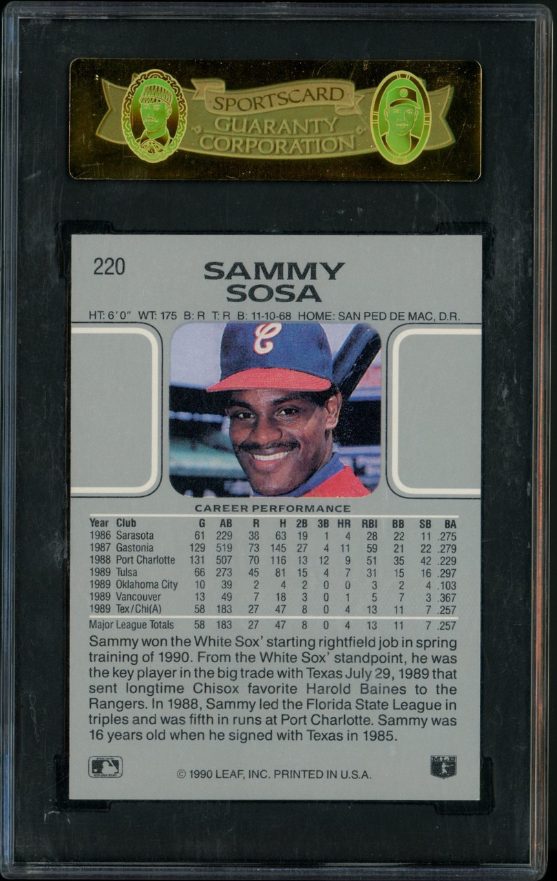 Sammy Sosa 1990 Leaf #220 Rookie Card