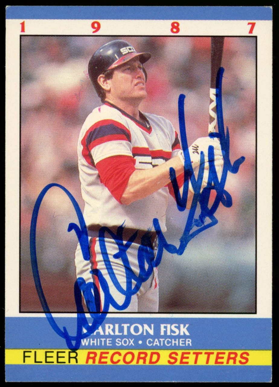 1997 Fleer Record Setters Carlton Fisk Signed Autographed Card #8