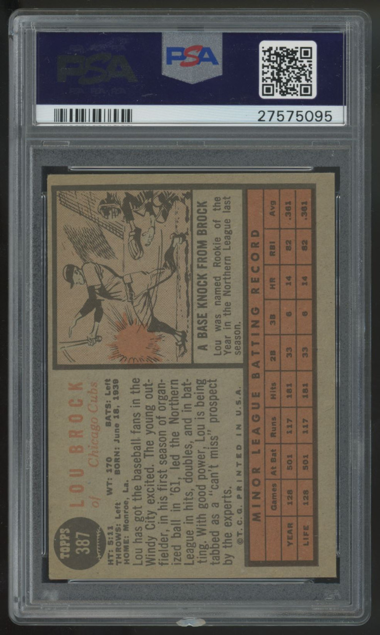 1962 Topps - [Base] #387 - Lou Brock [Poor to Fair]