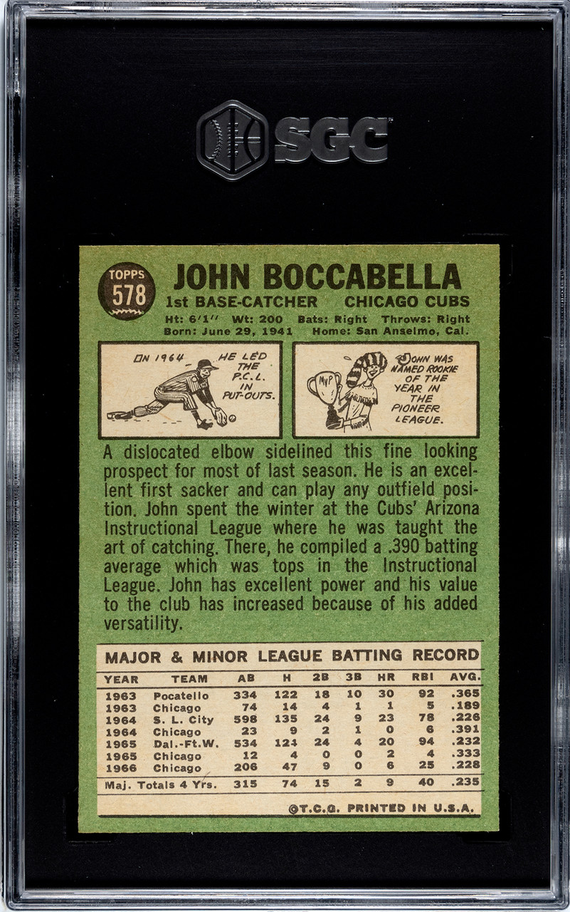 1967 Topps John Boccabella #578 SGC 7.5 - Legends Fan Shop