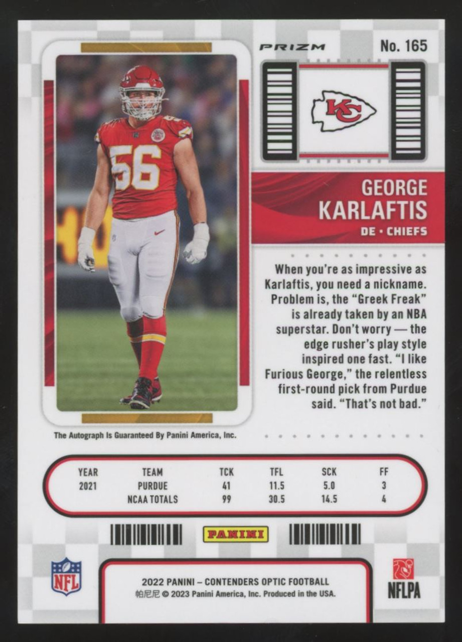 George Karlaftis RC Rookie Contenders Auto Autograph KC Chiefs SUPERBOWL  CHAMP