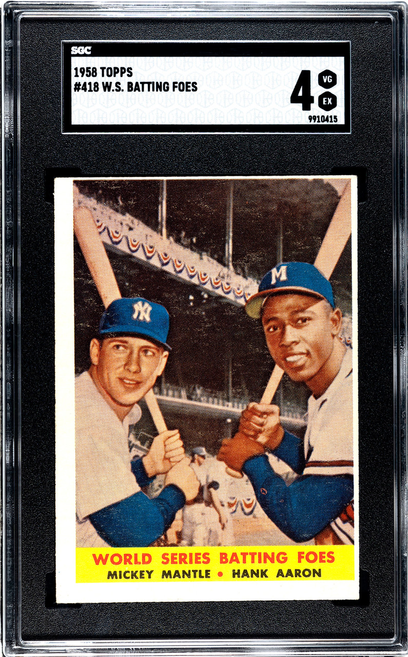 1958 Topps #418 Mickey Mantle/Hank Aaron World Series Batting Foes