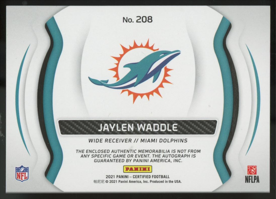 2021 Certified Jaylen Waddle Freshman Fabric RC Patch Auto RPA