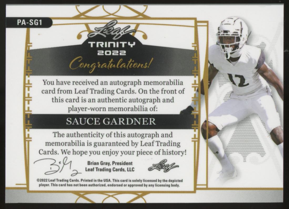 2022 Leaf Trinity Sauce Gardner XRC Patch Auto RPA /75 PASG1
