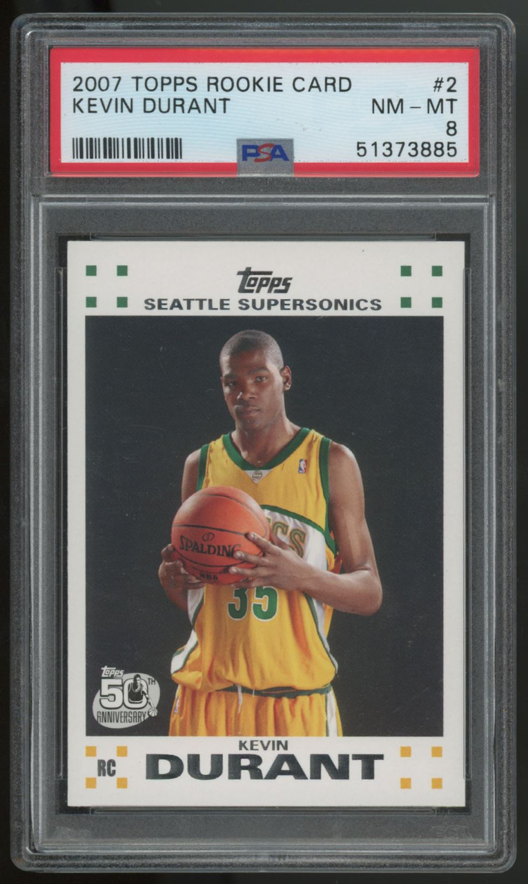 2007 Topps Kevin Durant RC White Border #2 PSA 8 - Legends Fan Shop