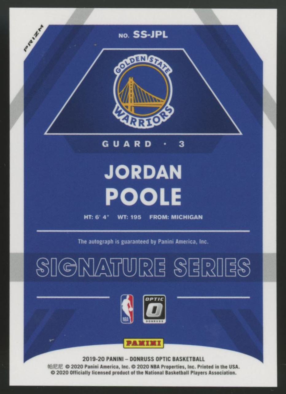 2019-20 Donruss Optic Jordan Poole Signature Series RC Auto #SS