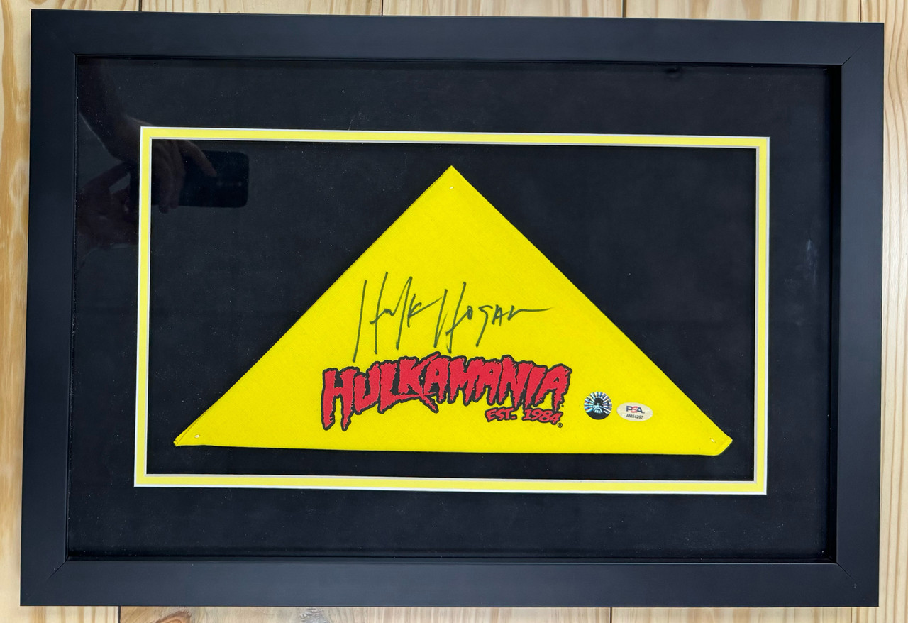 Hulk Hogan Signed Autographed Yellow Hulkamania Bandana Framed PSA
