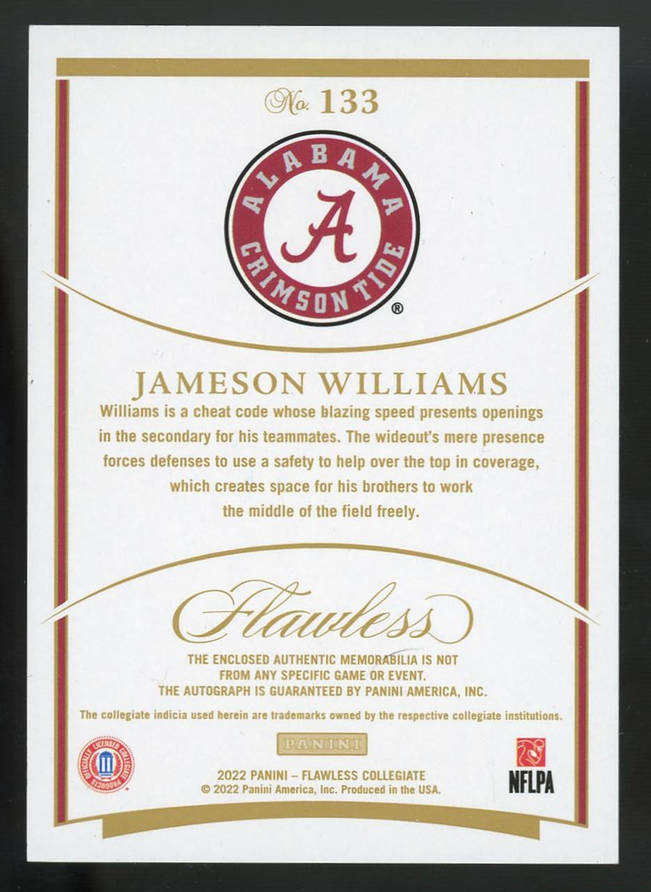 2022 Flawless Collegiate Jameson Williams RC Patch Auto RPA /20 