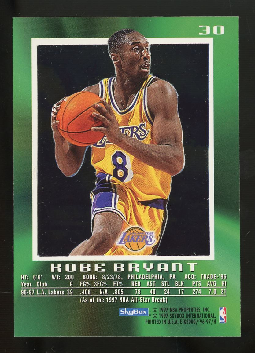 1996 Skybox E-X2000 Kobe Bryant #30