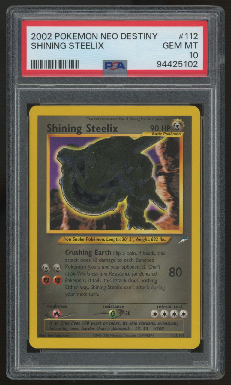 2002 Pokemon Shining Steelix Neo Destiny #112 PSA 10 - Legends Fan