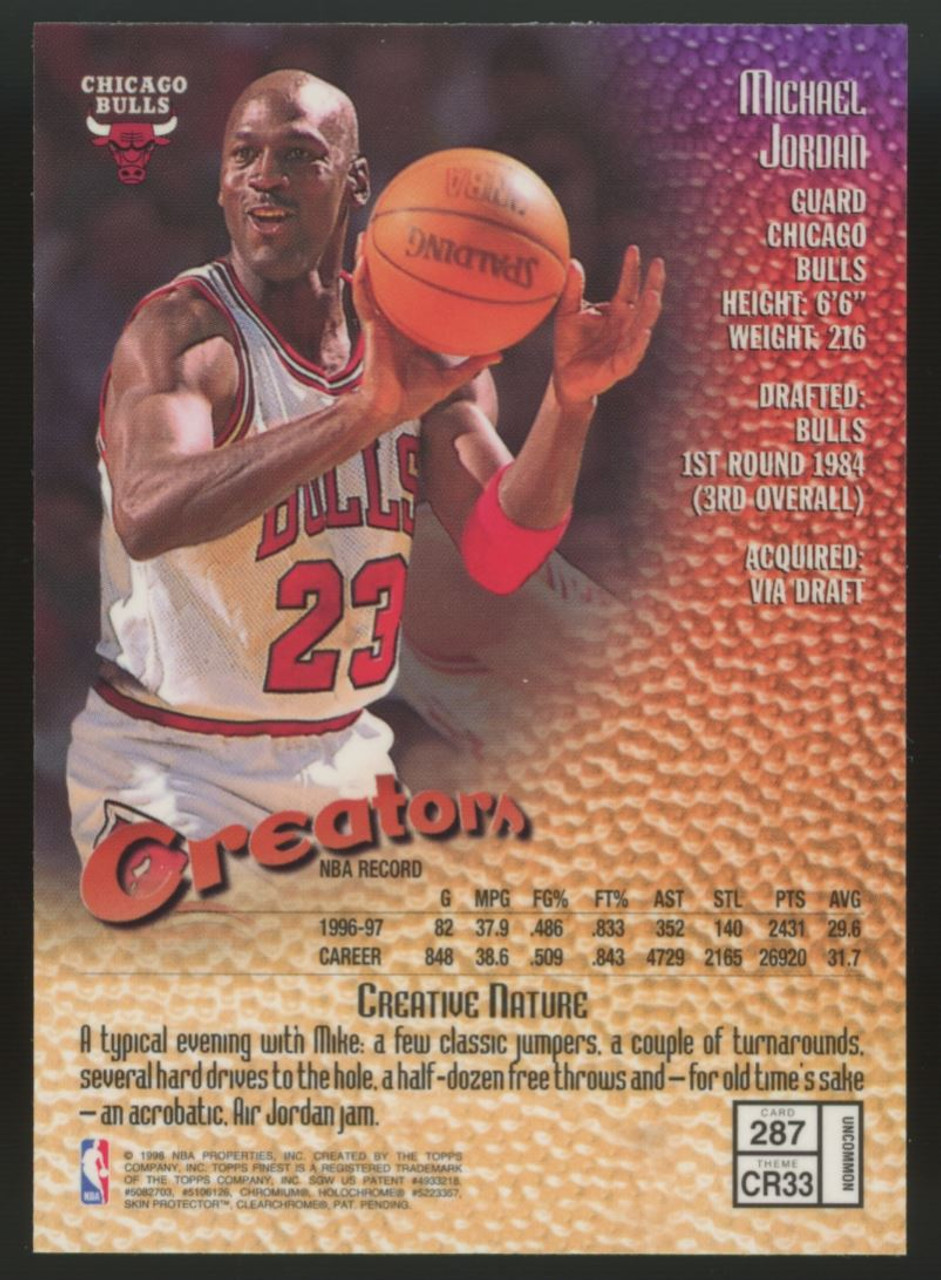 1997-98 Topps Finest Michael Jordan Creators w/ Coating #287