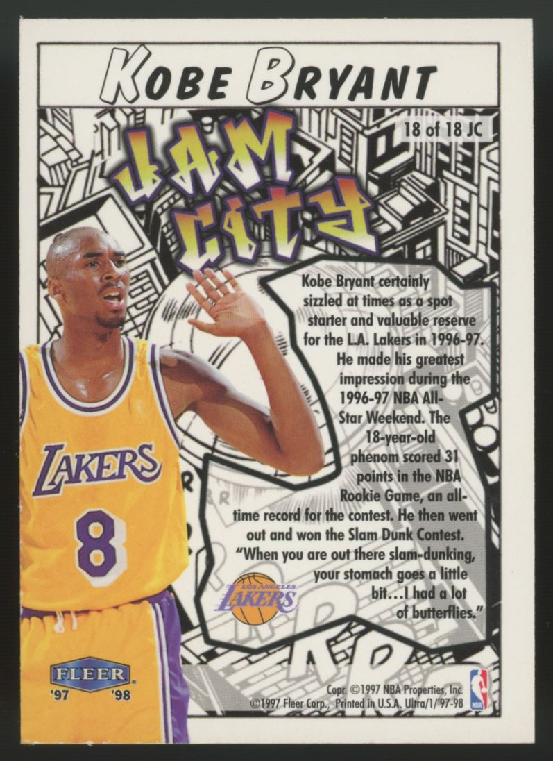 1997-98 Fleer Ultra Kobe Bryant Jam City #18 - Legends Fan Shop