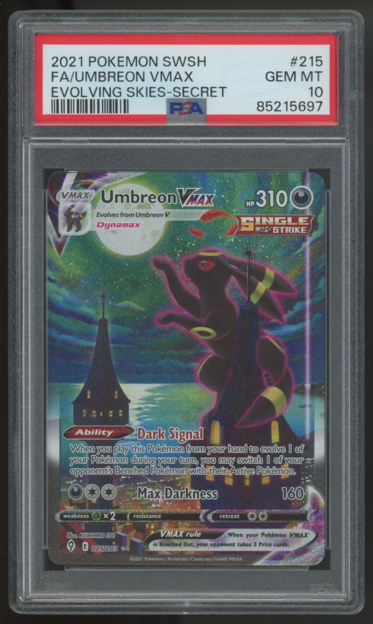 2021 Pokemon Umbreon VMAX Evolving Skies Full Art Secret #215 PSA