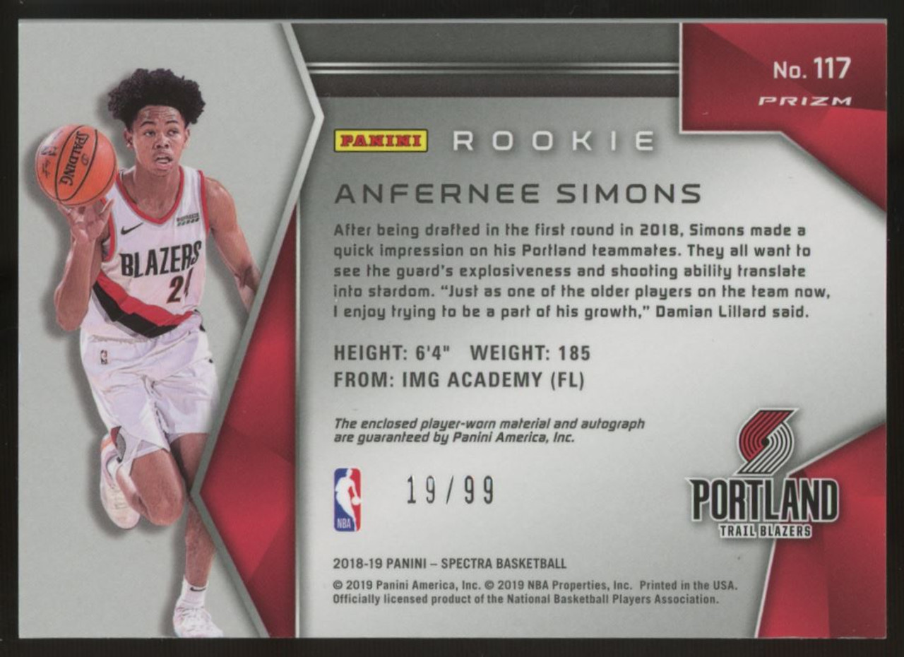 その他 Anfernee Simons RC auto NBA ANFERNEE SIMONS RC AUTO PRIZM RED SP - メルカリ