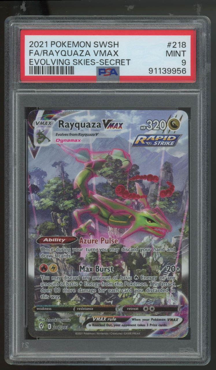 2021 Pokemon Rayquaza VMAX Evolving Skies Full Art Secret #218 PSA