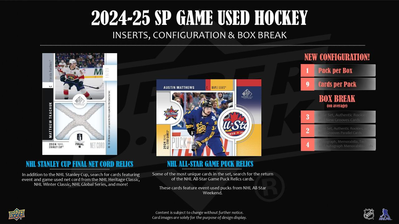 2024/25 Upper Deck SP Game Used Hockey Hobby Box - Legends