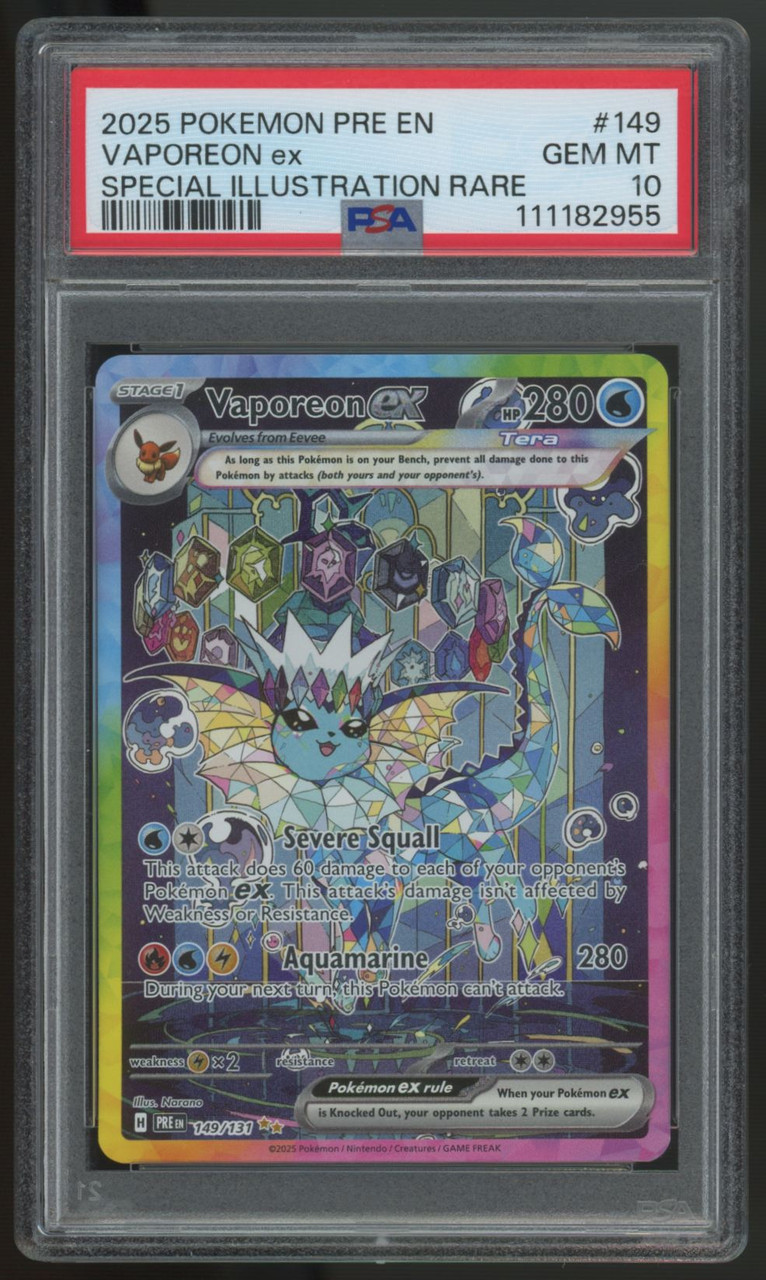 2025 Pokemon Vaporeon ex PRE EN Special Illustration Rare #149 PSA
